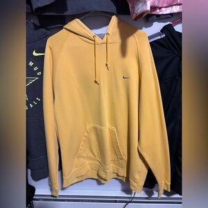 Nike Vintage 90s Solo Swoosh Hoodie XL Yellow Grey Tag Rare Streetwear Mens